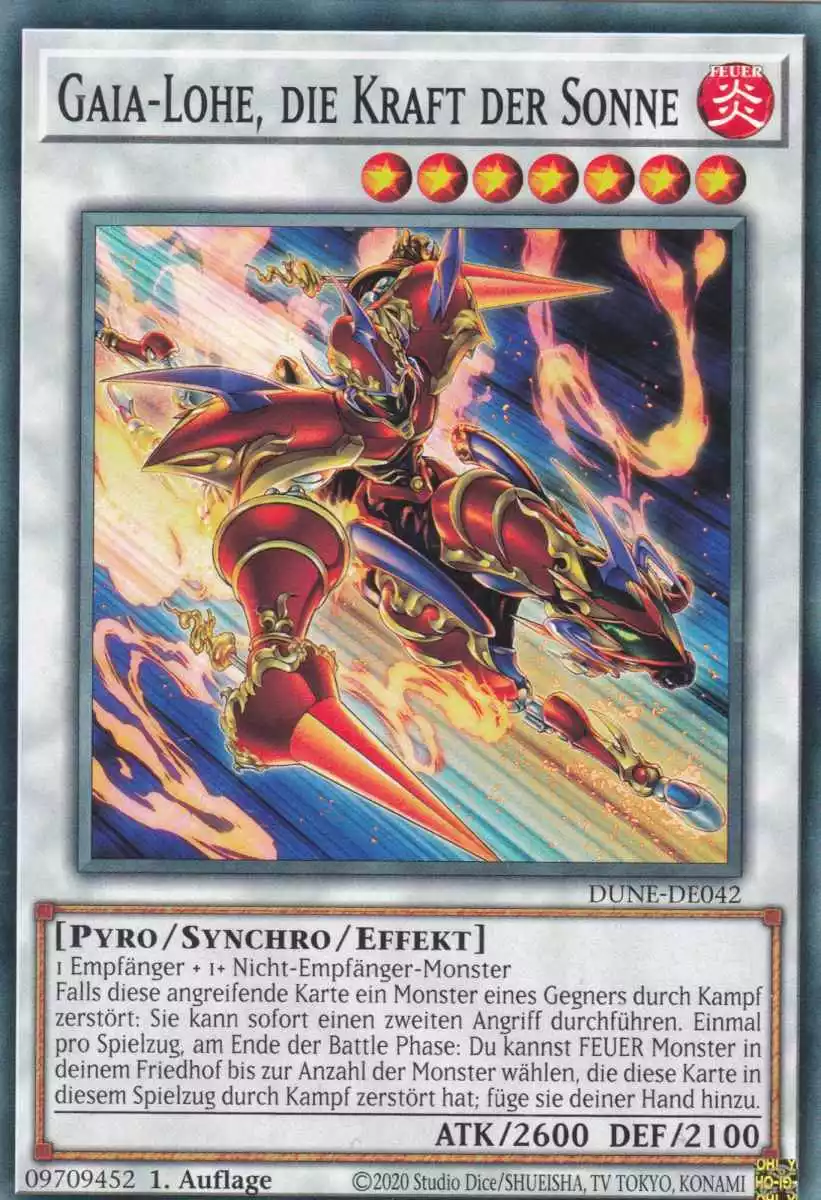 Gaia-Lohe, die Kraft der Sonne DUNE-DE042 ist in Common Yu-Gi-Oh Karte aus Duelist Nexus 1.Auflage