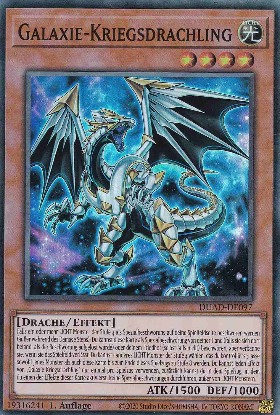 Galaxie-Kriegsdrachling DUAD-DE097 ist in Super Rare Yu-Gi-Oh Karte aus Duelist’s Advance 1.Auflage