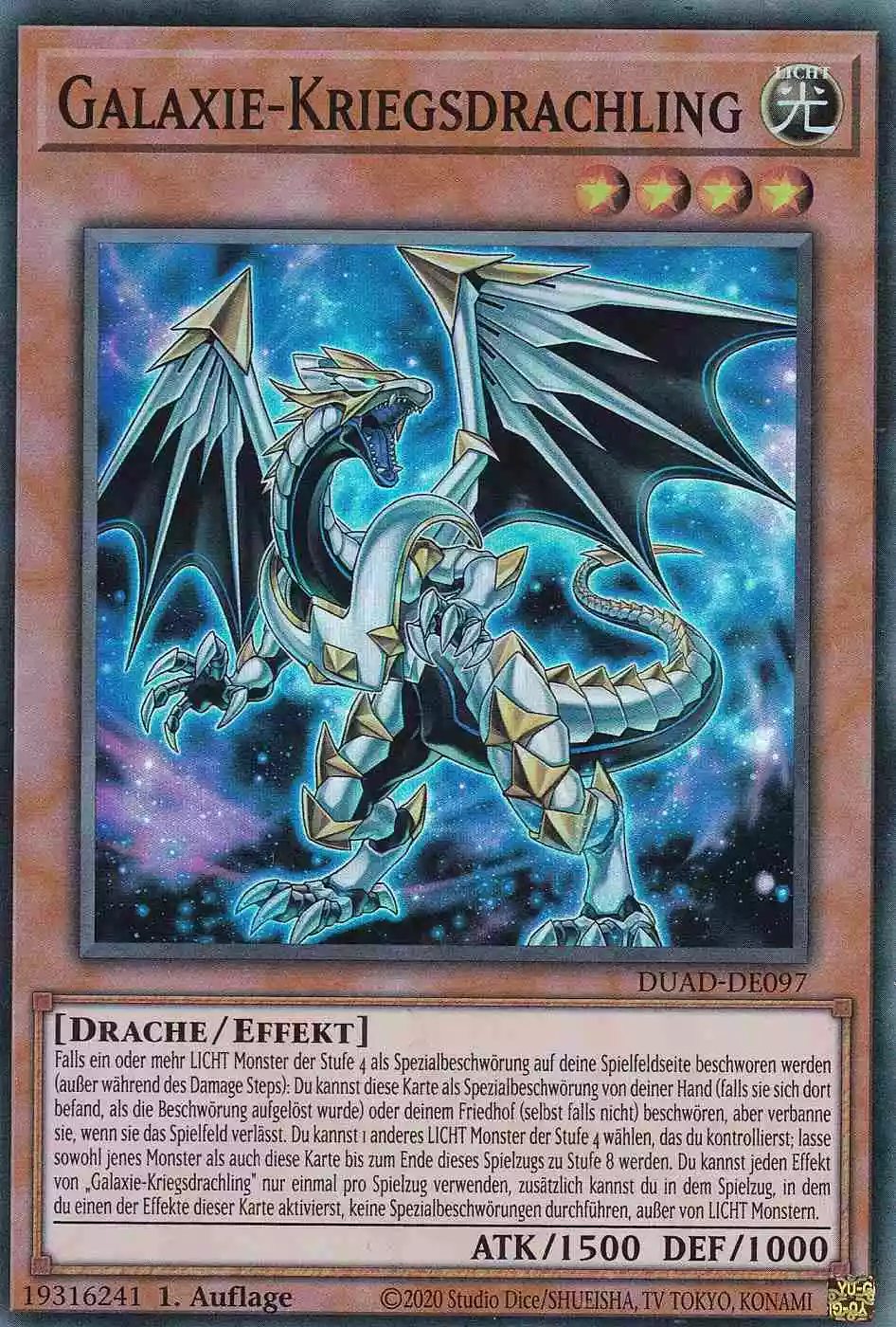 Galaxie-Kriegsdrachling DUAD-DE097 ist in Super Rare Yu-Gi-Oh Karte aus Duelist’s Advance 1.Auflage