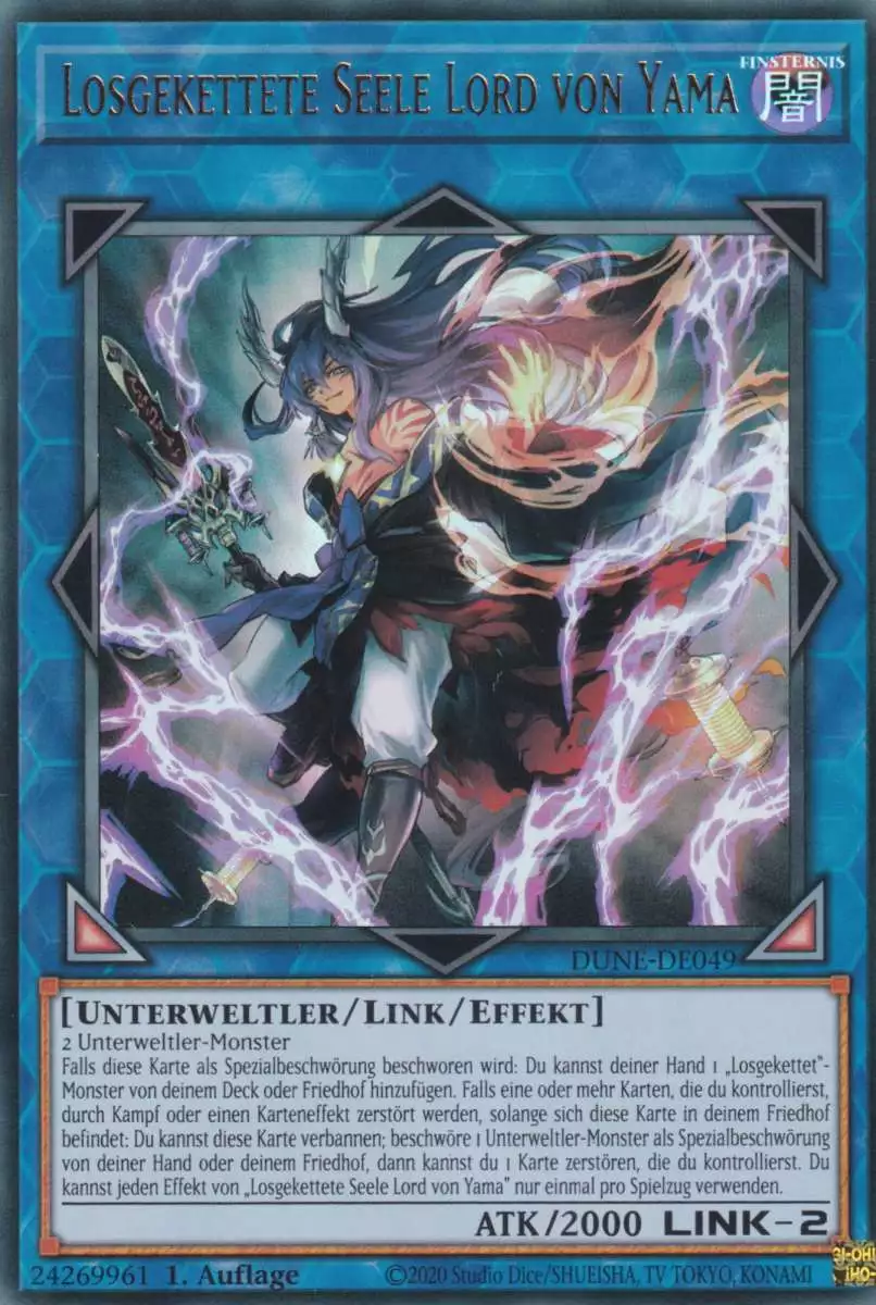 Losgekettete Seele Lord von Yama DUNE-DE049 ist in Ultra Rare Yu-Gi-Oh Karte aus Duelist Nexus 1.Auflage
