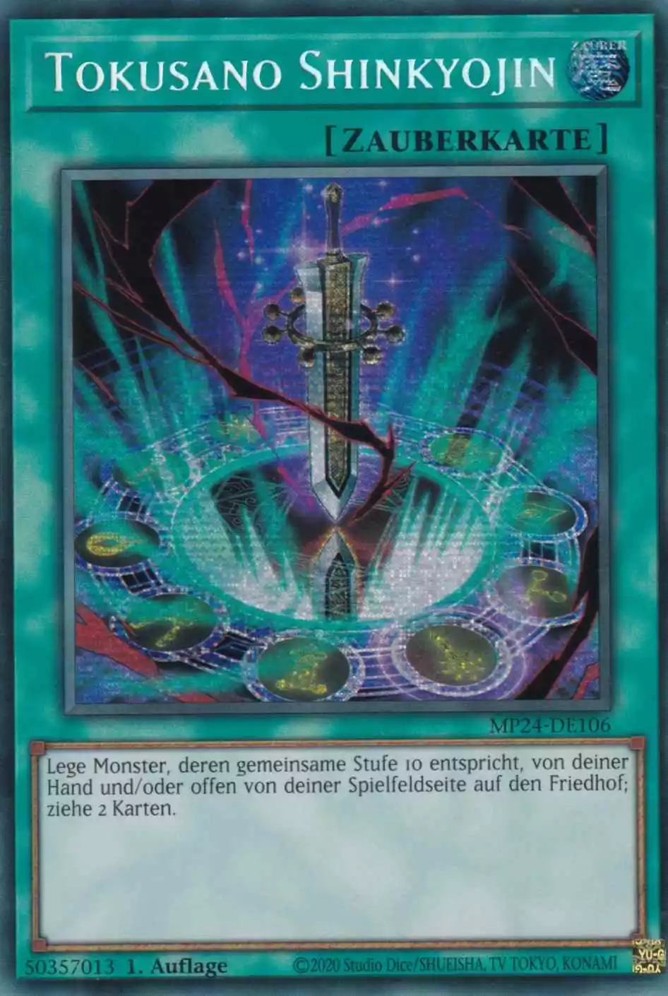 Tokusano Shinkyojin MP24-DE106 ist in Prismatic Secret Rare Yu-Gi-Oh Karte aus 25th Anniversary Tin Dueling Mirrors 1.Auflage