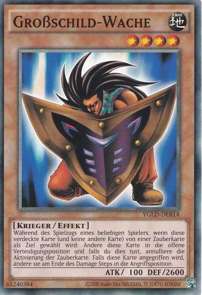 Großschild-Wache YGLD-DEB14 ist in Common Yu-Gi-Oh Karte aus Yugis Legendary Decks - King of Games unlimitiert