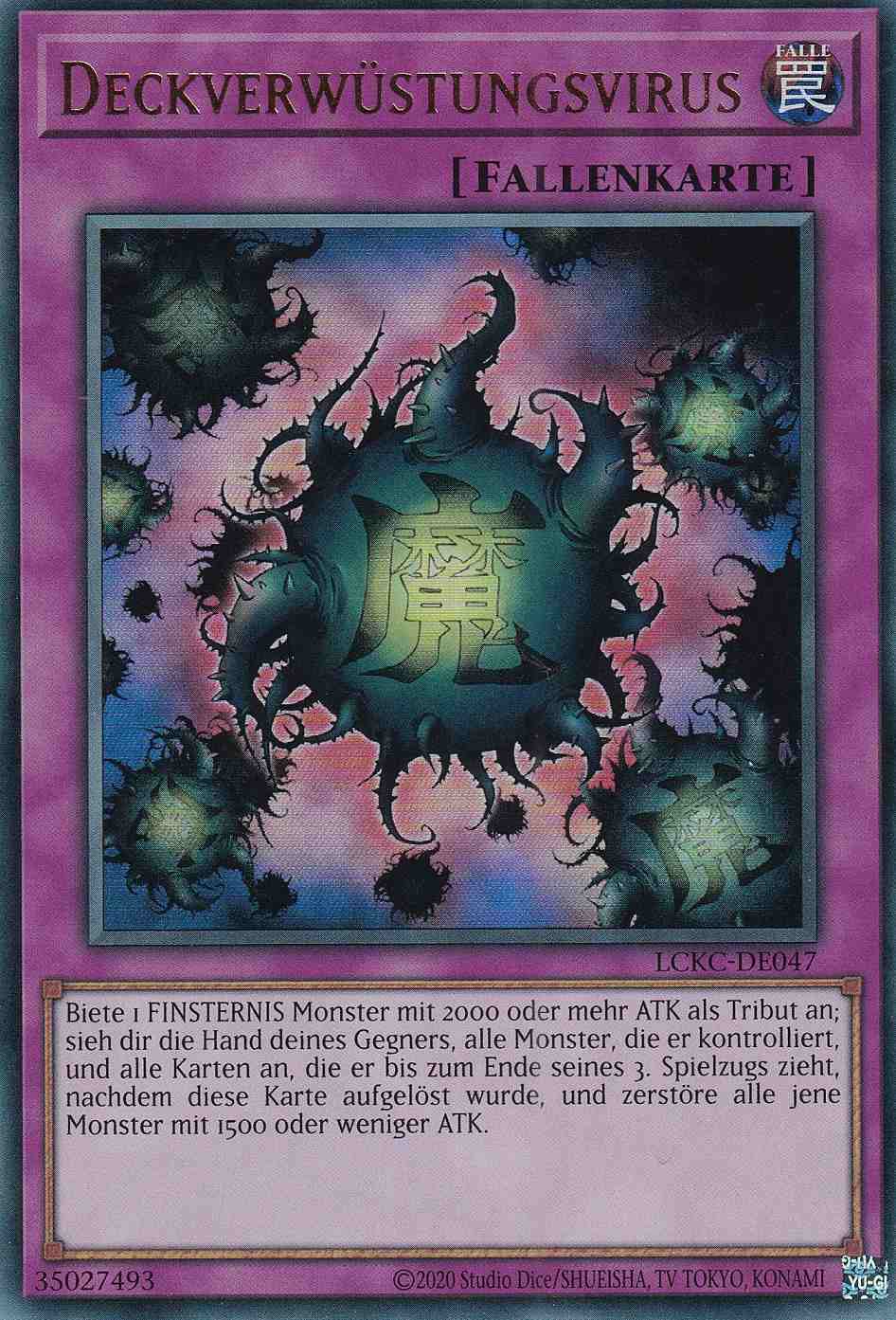 Deckverwüstungsvirus Ultra Rare LCKC-DE047 Yugioh Karte Deckverwüstungsvirus LCKC-DE047 ist in Ultra Rare Yu-Gi-Oh Karte aus Legendary Collection Kaiba unlimitiert