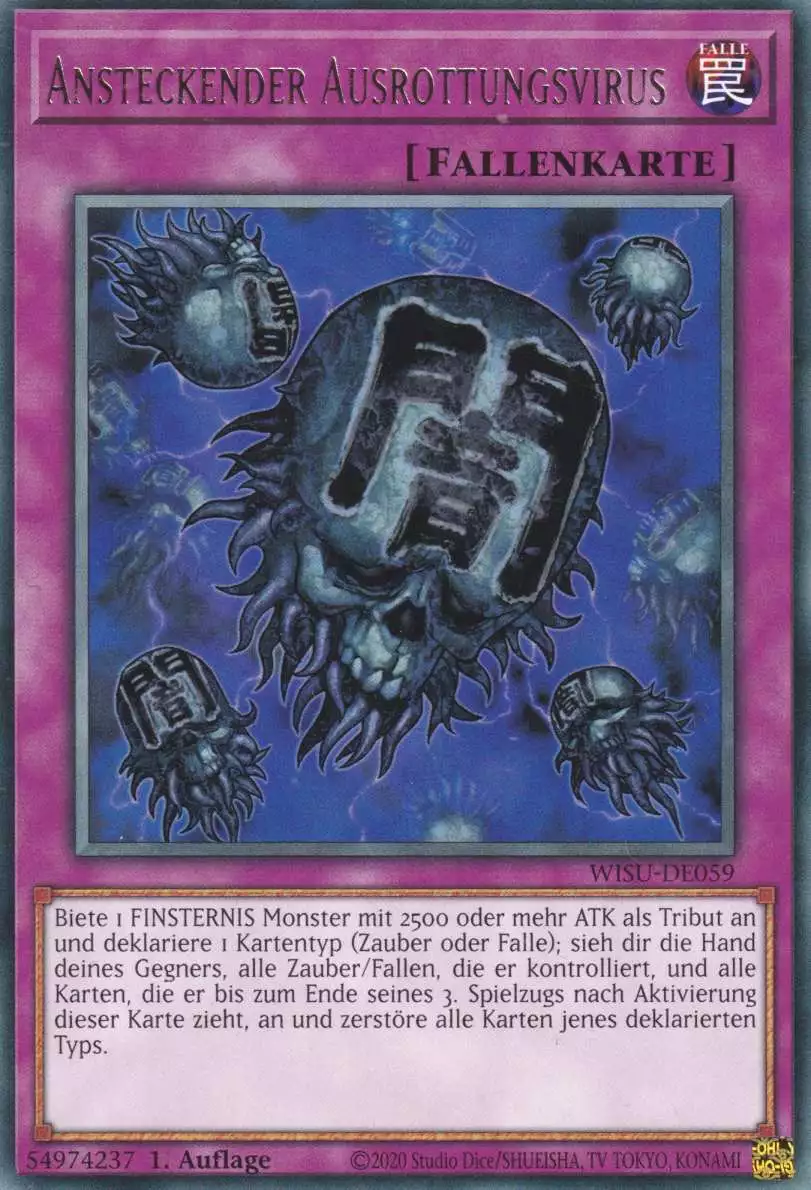 Ansteckender Ausrottungsvirus WISU-DE059 ist in Rare Yu-Gi-Oh Karte aus Wild Survivors 1.Auflage