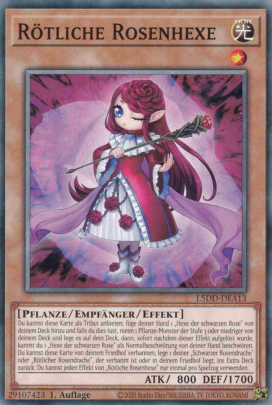 Rötliche Rosenhexe L5DD-DEA13 ist in Common Yu-Gi-Oh Karte aus Legendary 5D’s Decks 1.Auflage