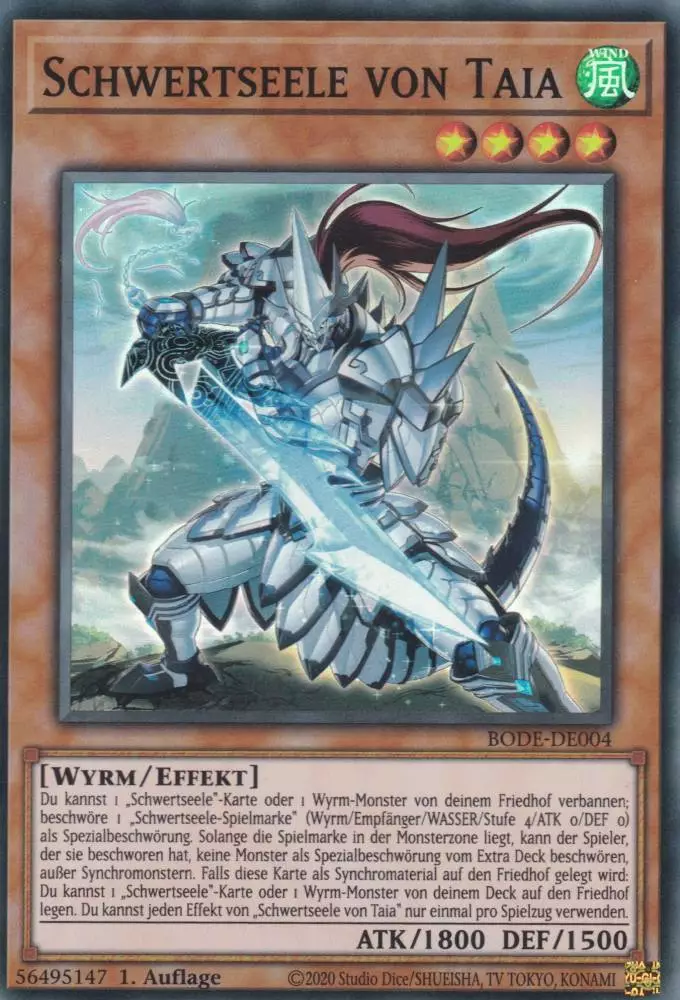 Schwertseele von Taia BODE-DE004 ist in Super Rare Yu-Gi-Oh Karte aus Burst of Destiny 1.Auflage