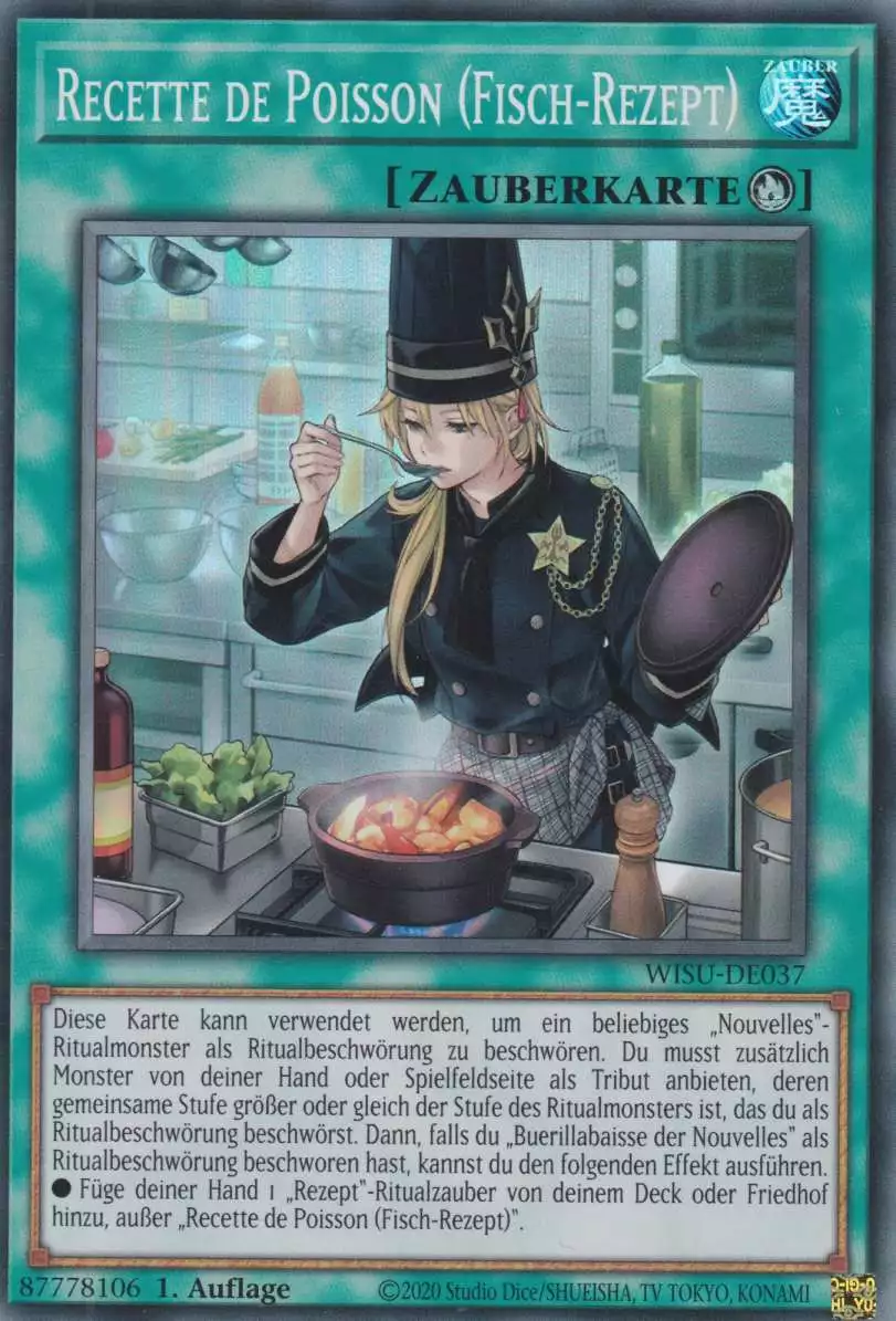 Recette de Poisson (Fisch-Rezept) WISU-DE037 ist in Super Rare Yu-Gi-Oh Karte aus Wild Survivors 1.Auflage