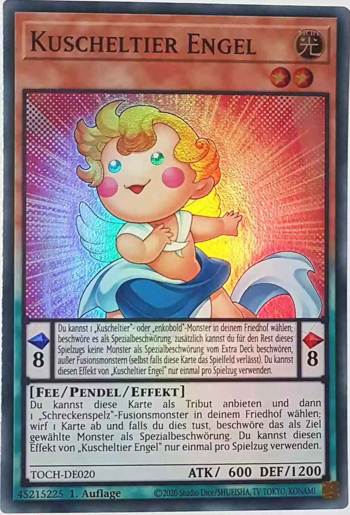 Kuscheltier Engel TOCH-DE020 ist in Super Rare Yu-Gi-Oh Karte aus Toon Chaos 1.Auflage