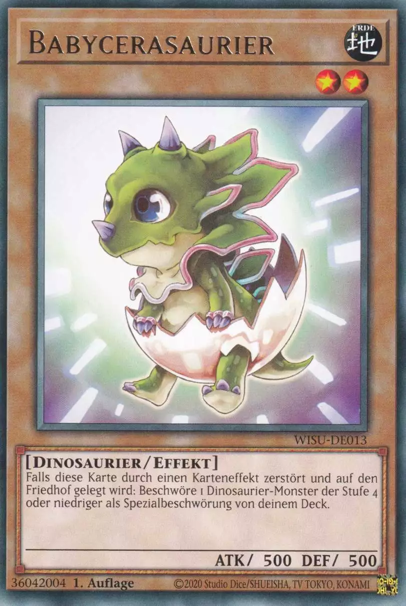 Babycerasaurier WISU-DE013 ist in Rare Yu-Gi-Oh Karte aus Wild Survivors 1.Auflage