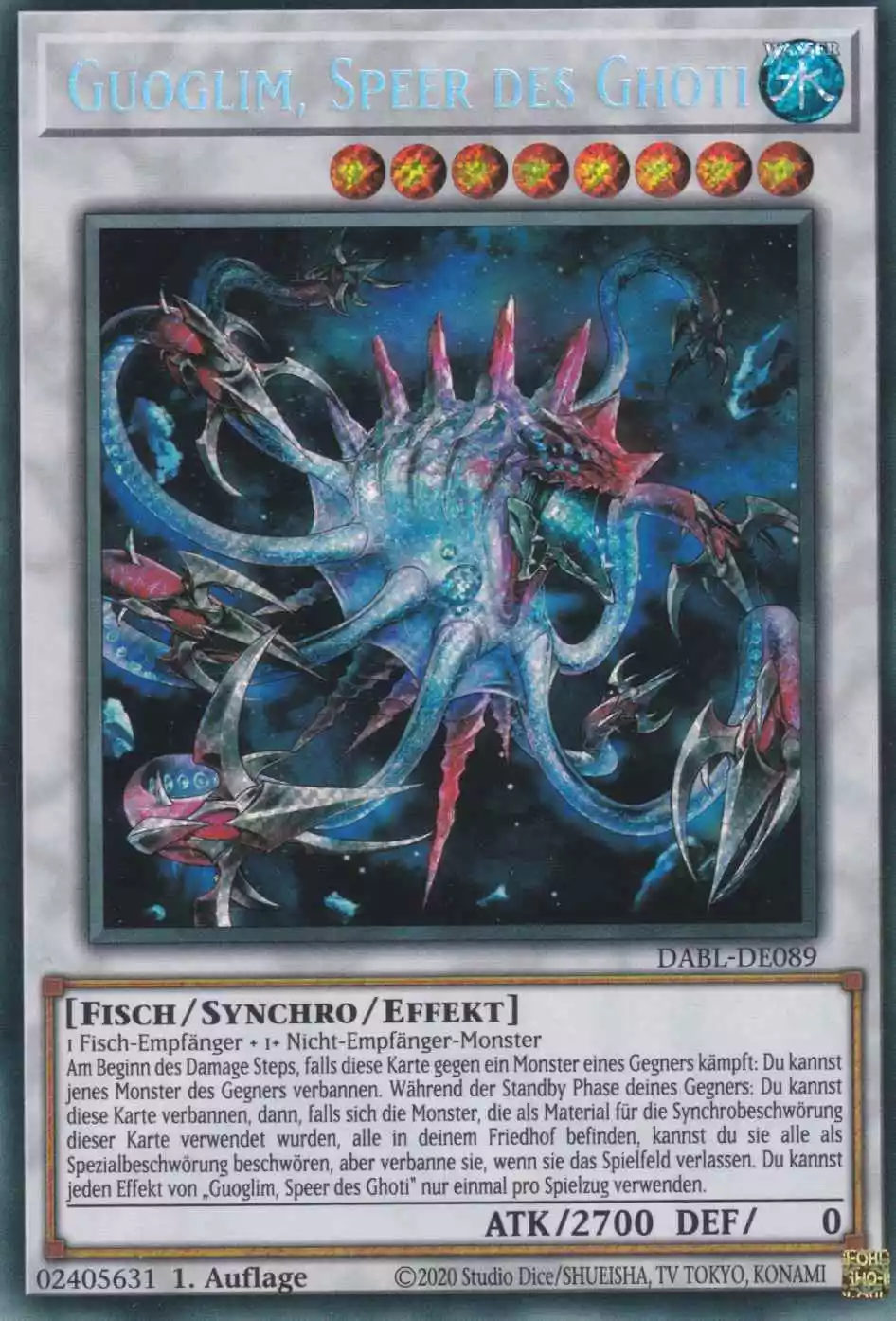 Guoglim, Speer des Ghoti DABL-DE089 ist in Secret Rare Yu-Gi-Oh Karte aus Darkwing Blast 1.Auflage