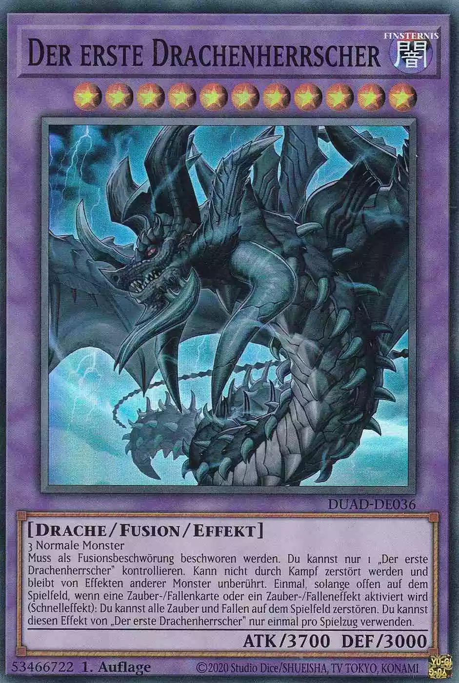 Der erste Drachenherrscher DUAD-DE036 ist in Super Rare Yu-Gi-Oh Karte aus Duelist’s Advance 1.Auflage