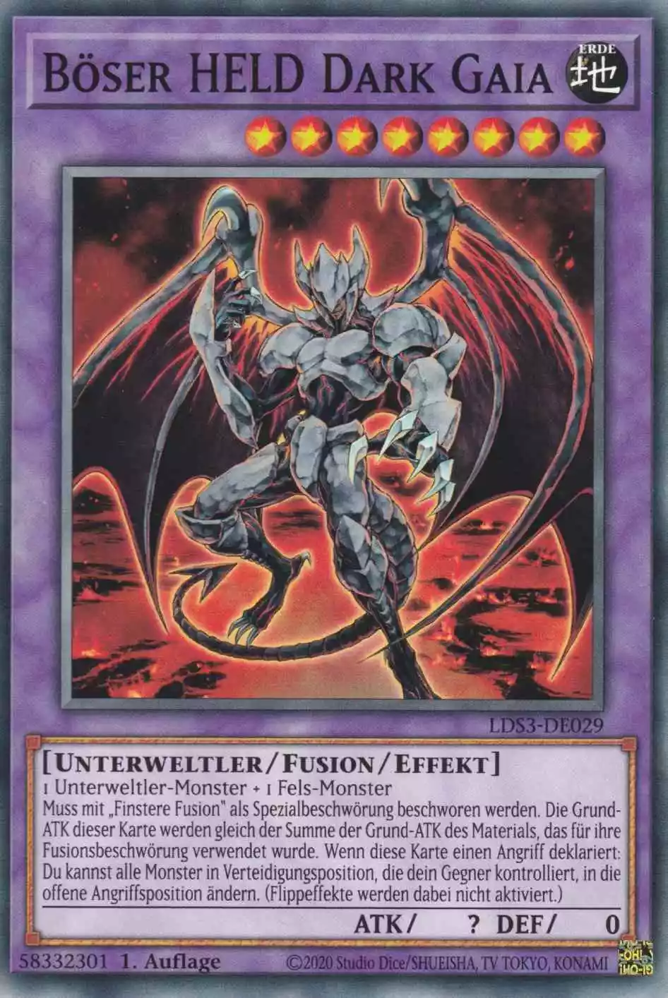 Böser HELD Dark Gaia LDS3-DE029 ist in Common Yu-Gi-Oh Karte aus Legendary Duelists Season 3 1.Auflage