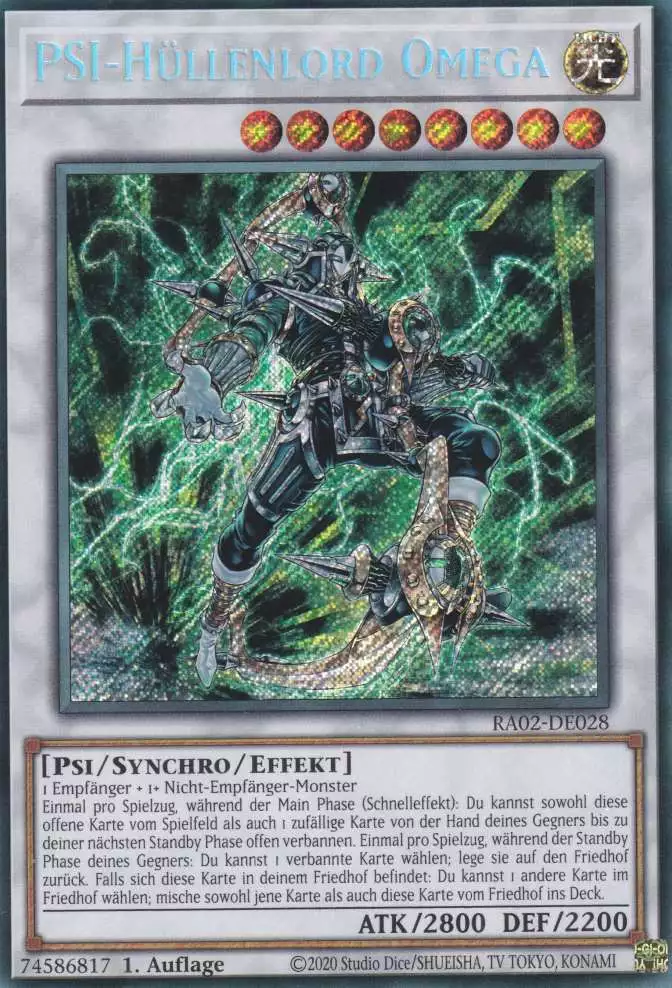 PSI-Hüllenlord Omega RA02-DE028 ist in Secret Rare Yu-Gi-Oh Karte aus 25th Anniversary Rarity Collection 2 1.Auflage