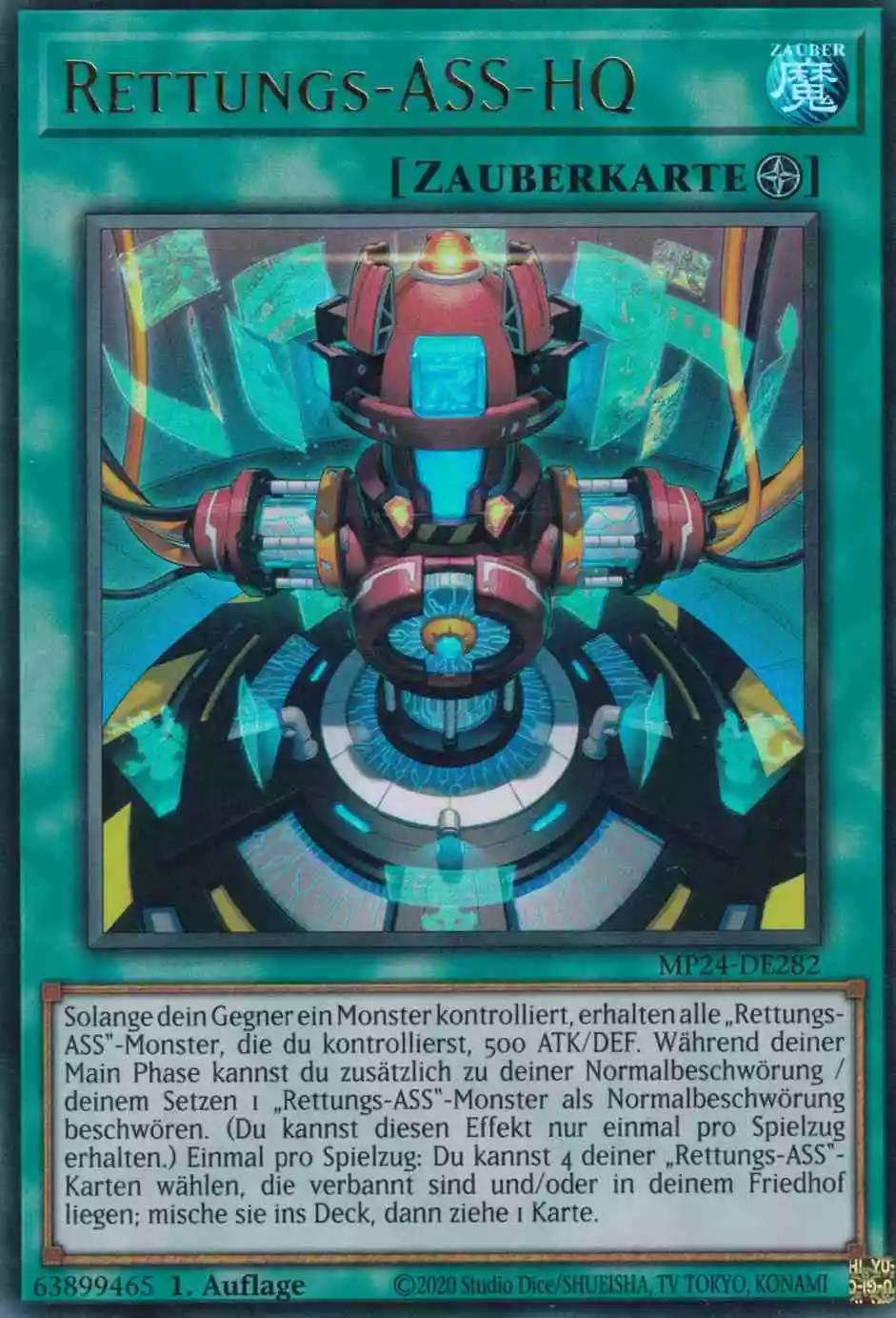 Rettungs-ASS-HQ MP24-DE282 ist in Ultra Rare Yu-Gi-Oh Karte aus 25th Anniversary Tin Dueling Mirrors 1.Auflage