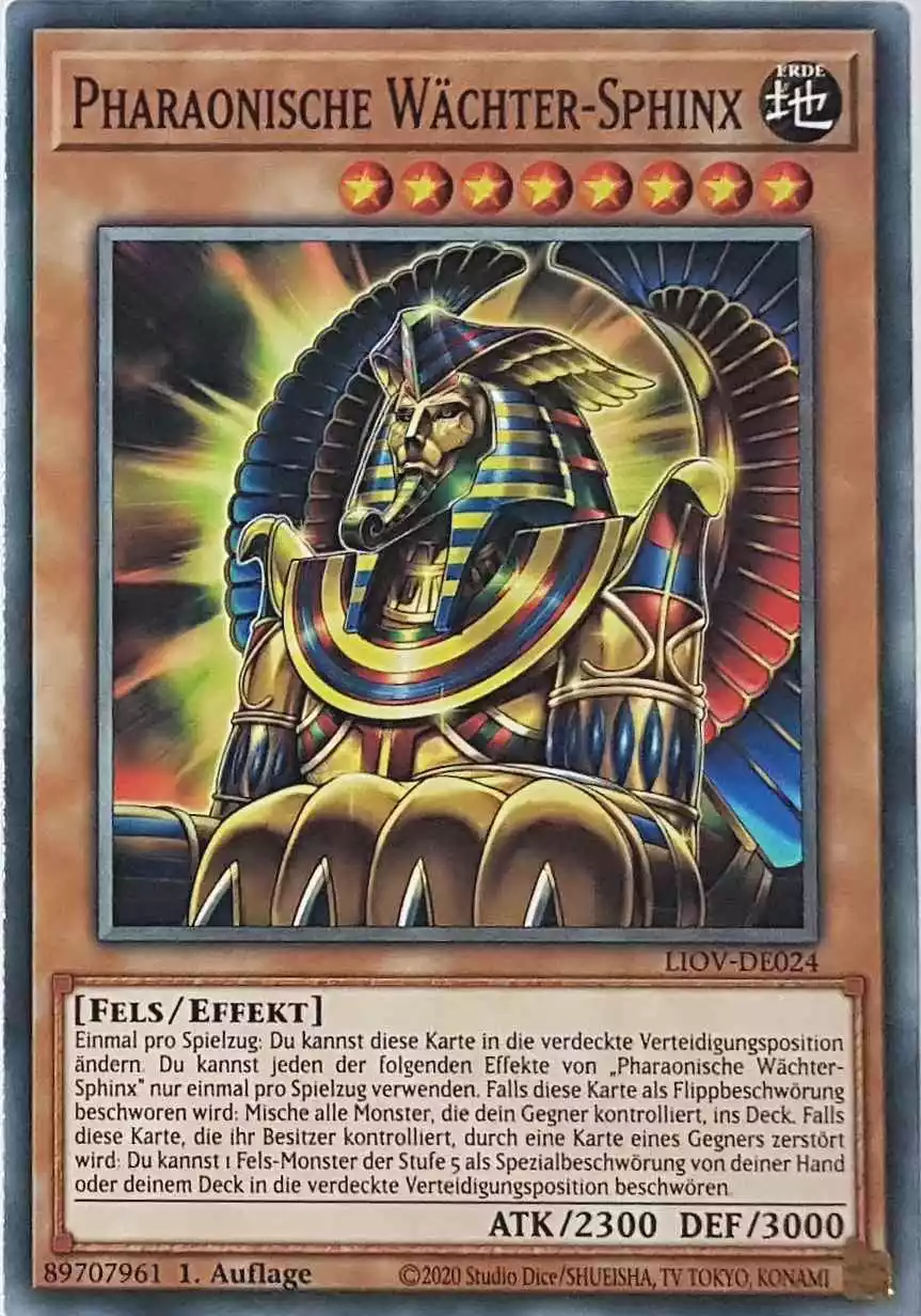 Pharaonische Wächter-Sphinx LIOV-DE024 ist in Common Yu-Gi-Oh Karte aus Lightning Overdrive 1.Auflage