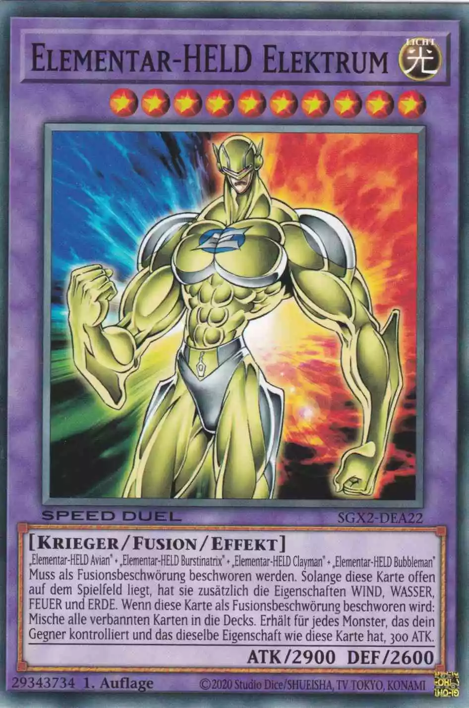 Elementar-HELD Elektrum SGX2-DEA22 ist in Common Yu-Gi-Oh Karte aus Speed Duel GX: Midterm Paradox 1.Auflage