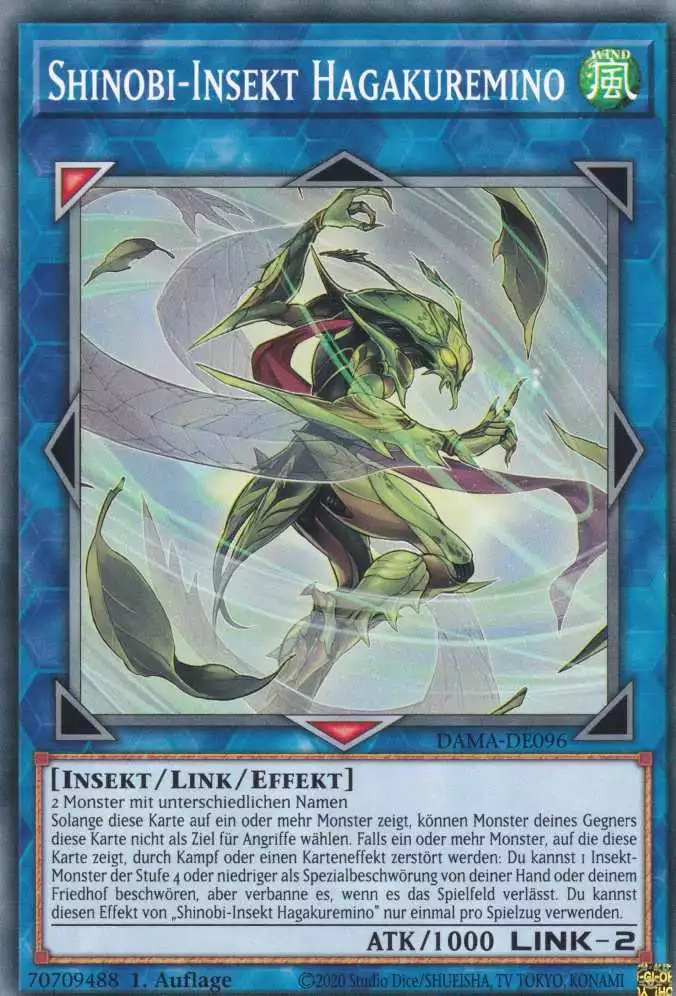 Shinobi-Insekt Hagakuremino DAMA-DE096 ist in Common Yu-Gi-Oh Karte aus Dawn of Majesty 1.Auflage