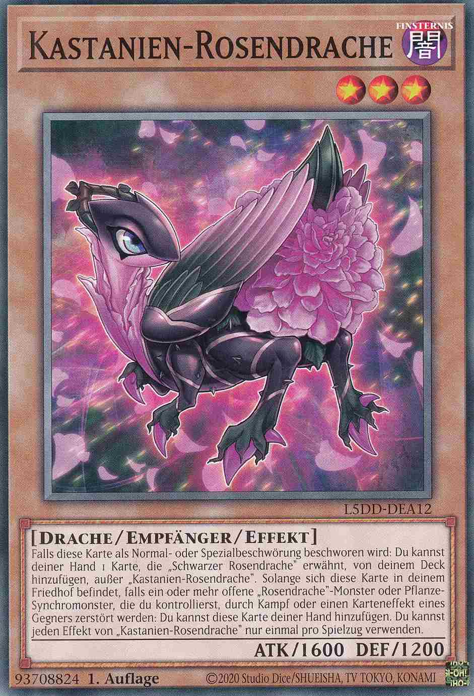 Kastanien-Rosendrache L5DD-DEA12 ist in Common Yu-Gi-Oh Karte aus Legendary 5D’s Decks 1.Auflage