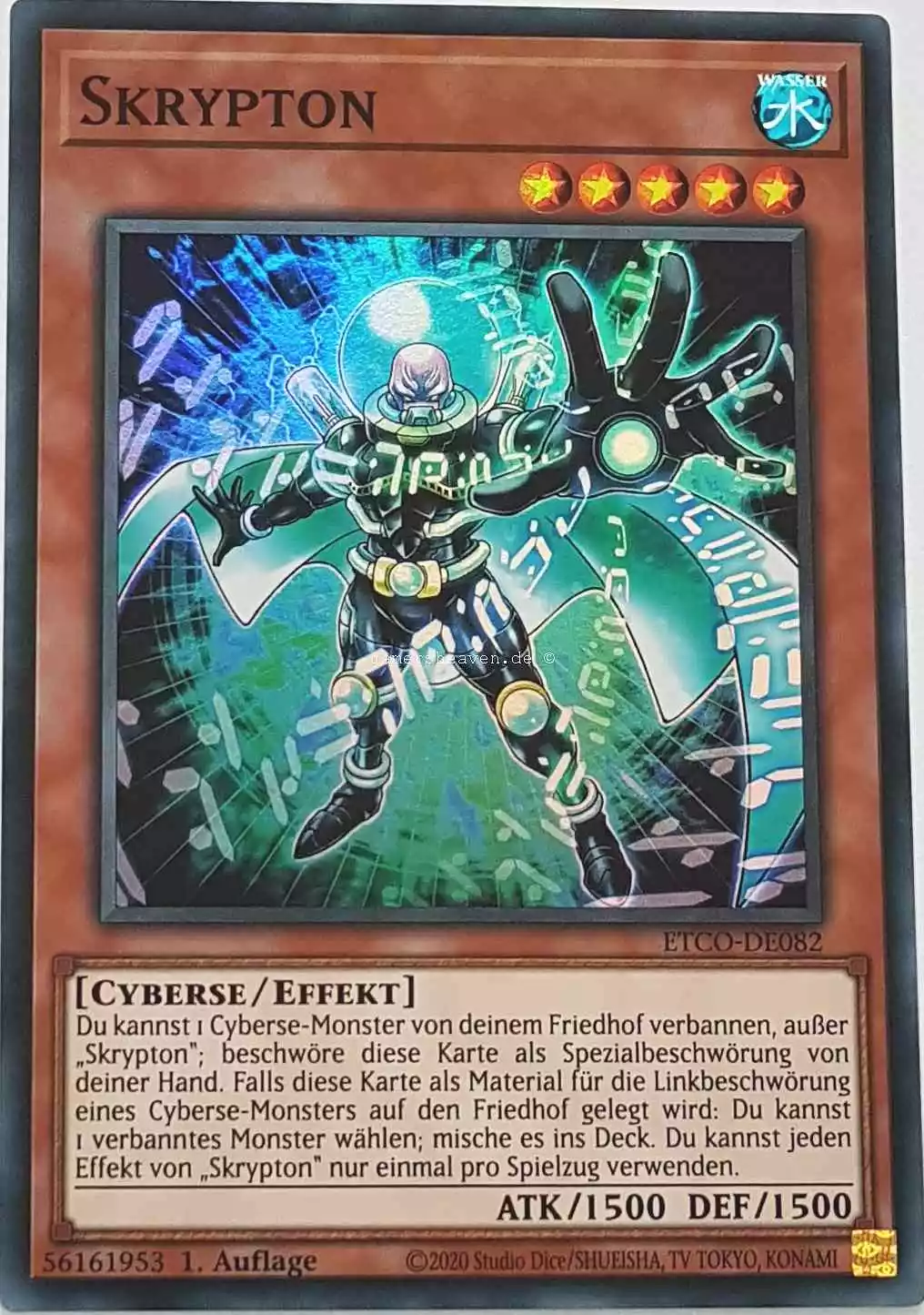 Skrypton ETCO-DE082 ist in Super Rare Yu-Gi-Oh Karte aus Eternity Code 1.Auflage
