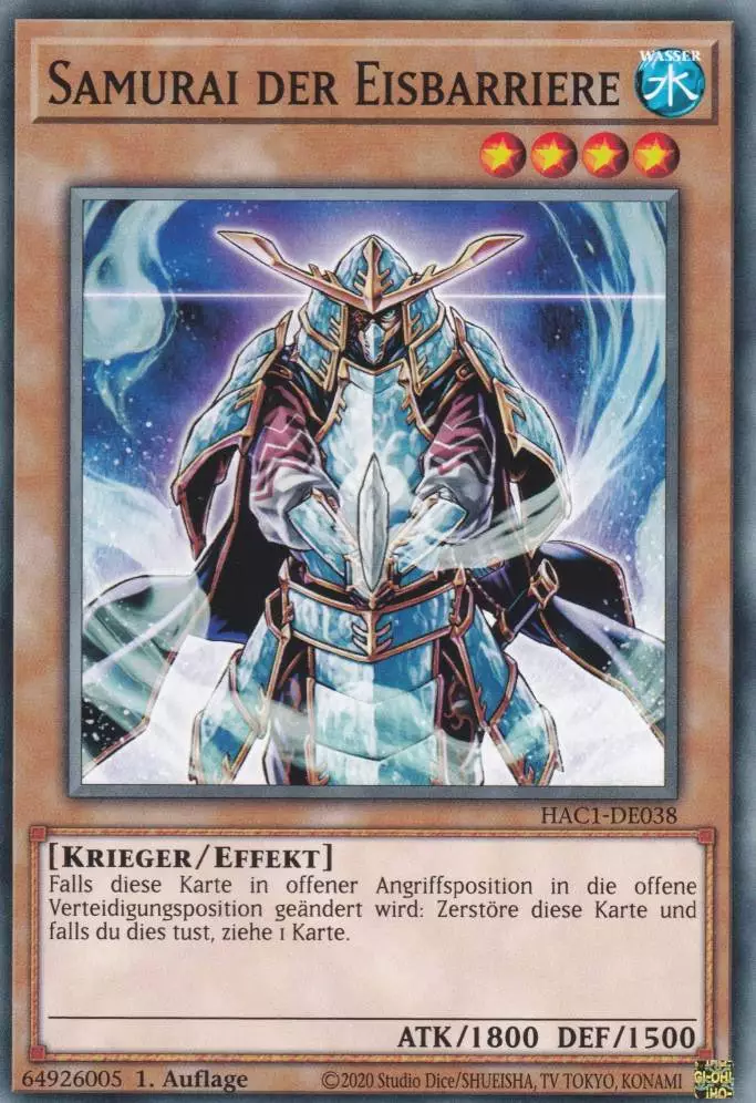 Samurai der Eisbarriere HAC1-DE038 ist in Common Yu-Gi-Oh Karte aus Hidden Arsenal Chapter 1 1.Auflage