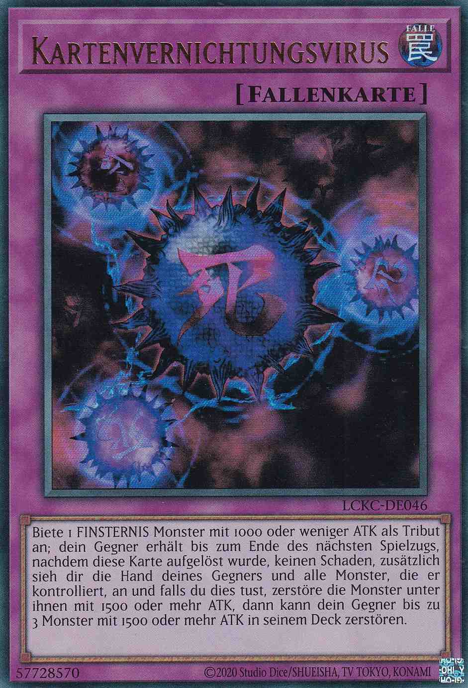 Kartenvernichtungsvirus Ultra Rare LCKC-DE046-ALT. Yugioh Karte Kartenvernichtungsvirus LCKC-DE046-ALT. ist in Ultra Rare Yu-Gi-Oh Karte aus Legendary Collection Kaiba unlimitiert