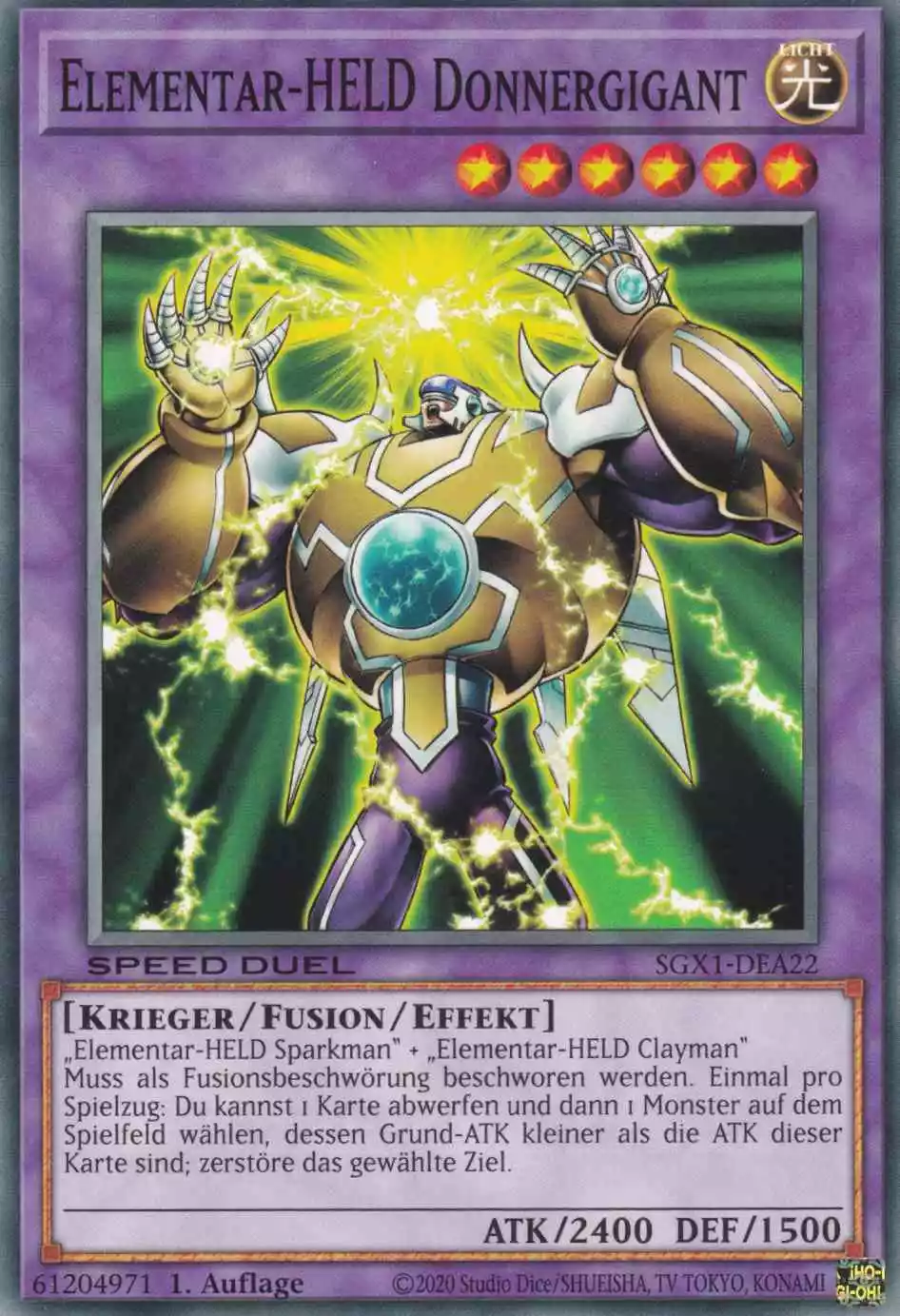 Elementar-HELD Donnergigant SGX1-DEA22 ist in Common Yu-Gi-Oh Karte aus Speed Duel GX Duel Academy Box 1.Auflage