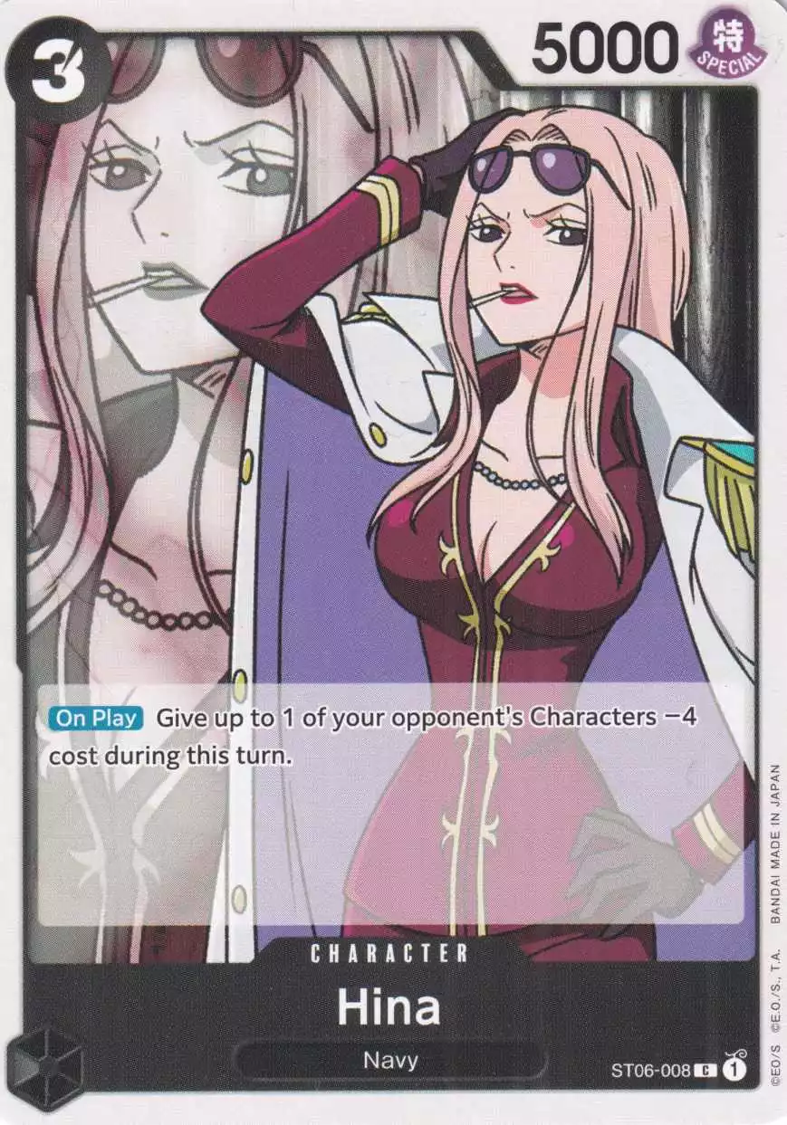 st06-008-hina-common-the-navy-st06 Hina ST06-008 ist in Common. Die One Piece Karte ist aus The Navy ST06 in Normal Art.