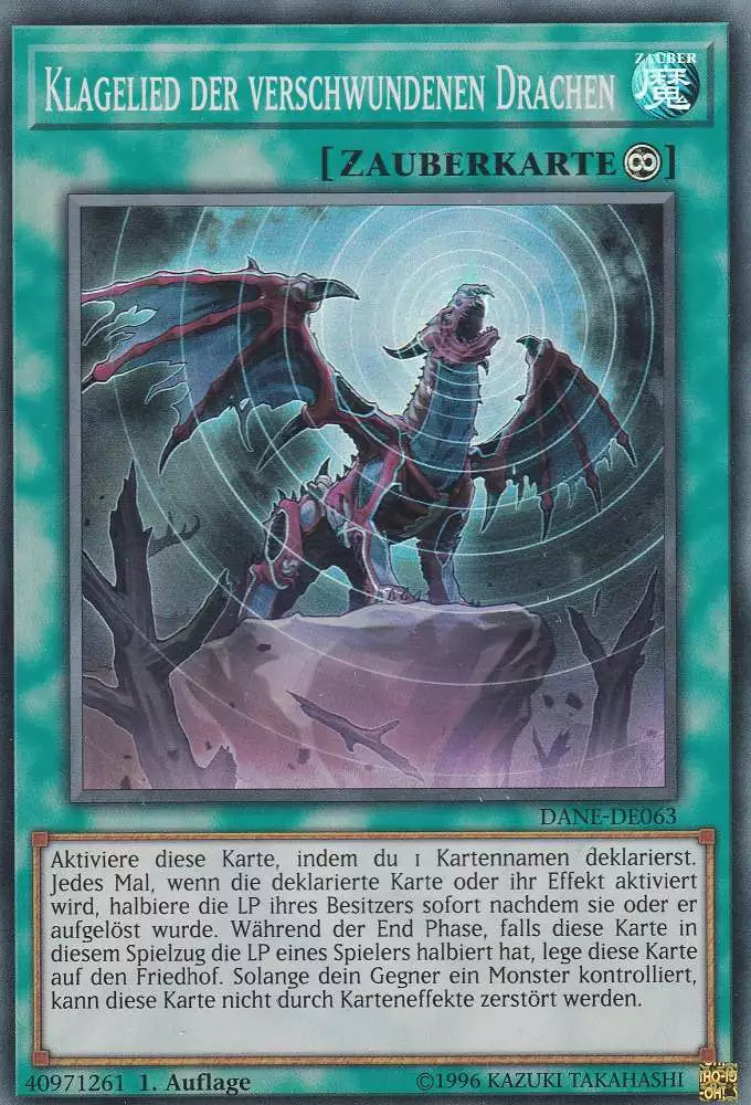 Klagelied der verschwundenen Drachen DANE-DE063 ist in Super Rare Yu-Gi-Oh Karte aus Dark Neostorm 1.Auflage