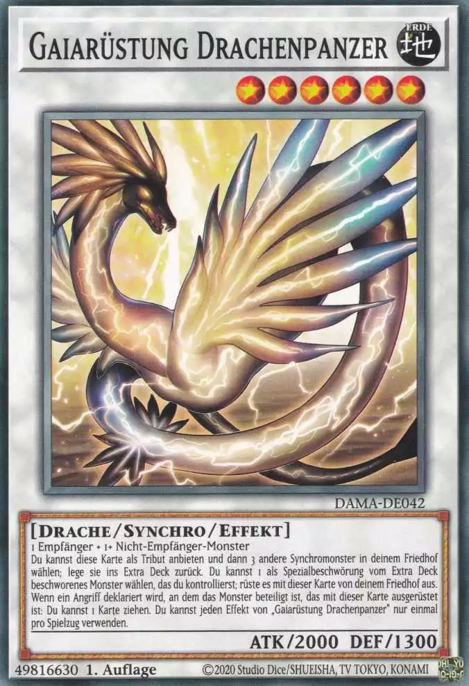 Gaiarüstung Drachenpanzer DAMA-DE042 ist in Common Yu-Gi-Oh Karte aus Dawn of Majesty 1.Auflage