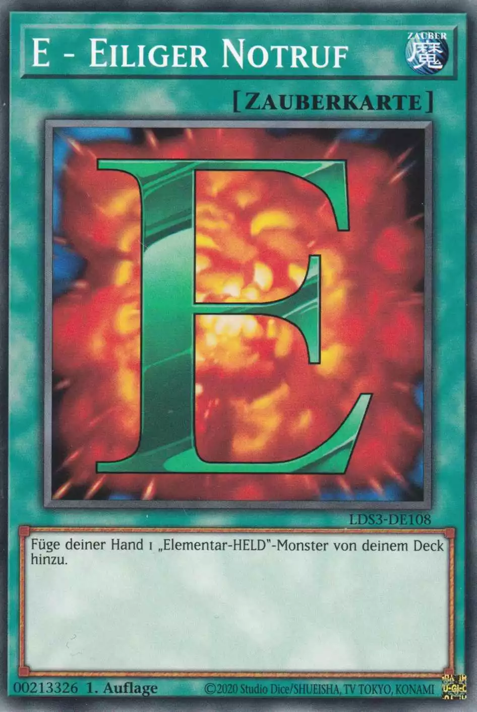 E - Eiliger Notruf LDS3-DE108 ist in Common Yu-Gi-Oh Karte aus Legendary Duelists Season 3 1.Auflage