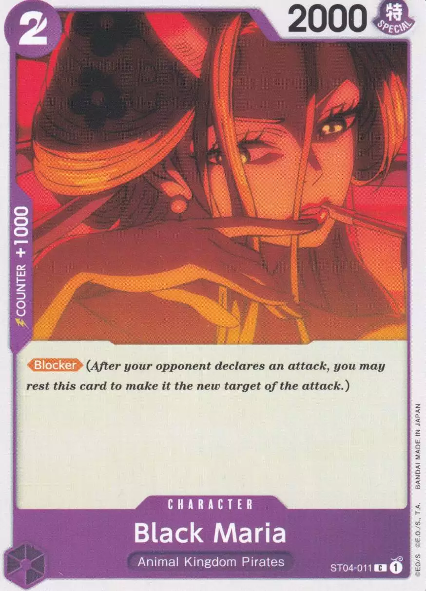 Black Maria ST04-011 ist in Common. Die One Piece Karte ist aus Animal Kingdom Pirates ST04 in Normal Art.