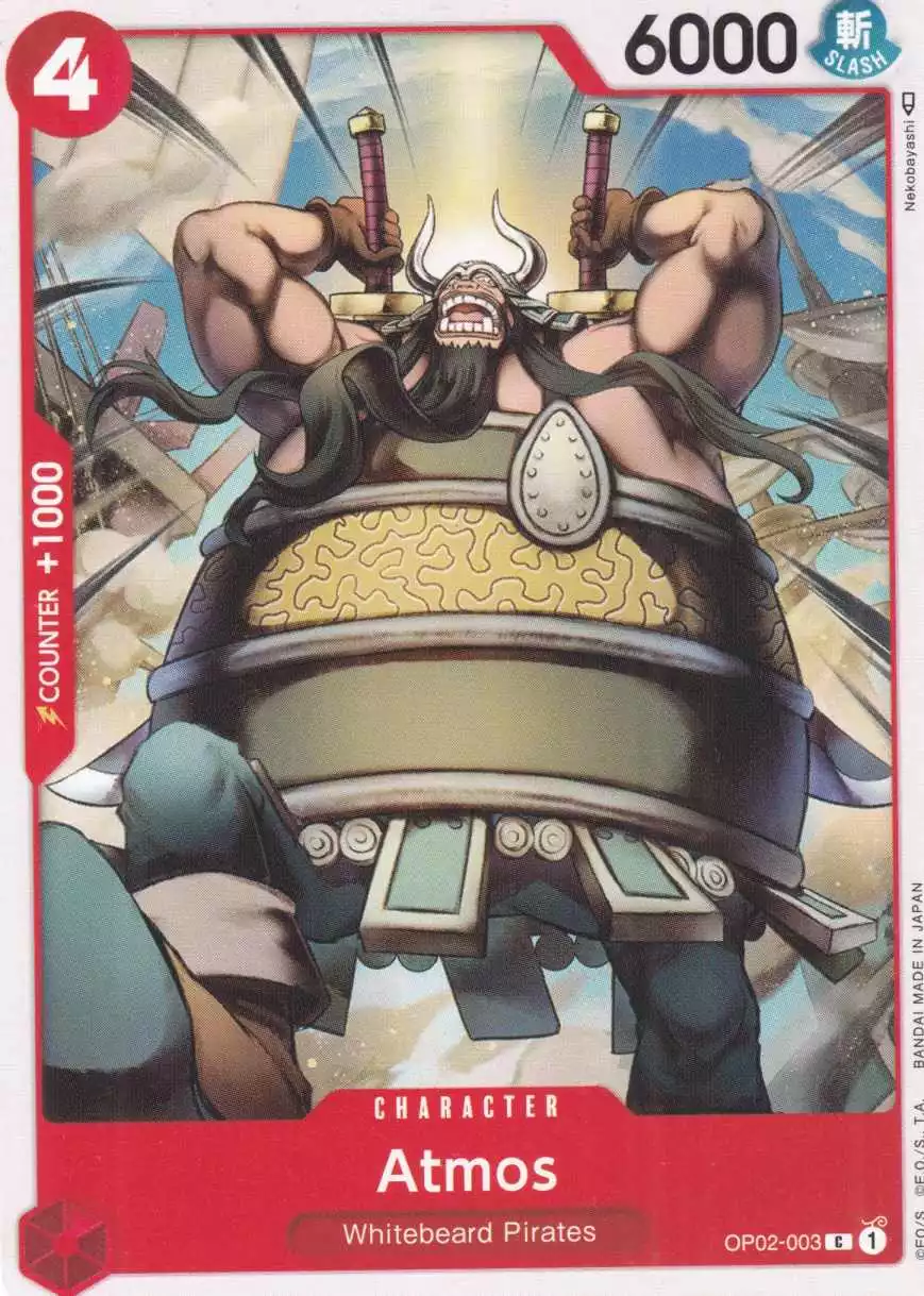 Atmos OP02-003 ist in Common. Die One Piece Karte ist aus Paramount War OP-02 in Normal Art.