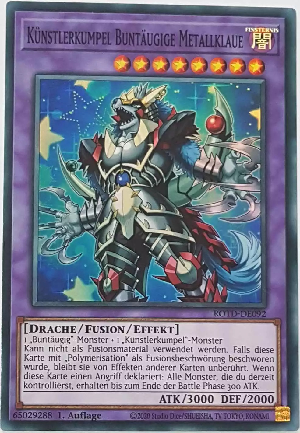 Künstlerkumpel Buntäugige Metallklaue ROTD-DE092 ist in Super Rare Yu-Gi-Oh Karte aus Rise of the Duelist 1.Auflage