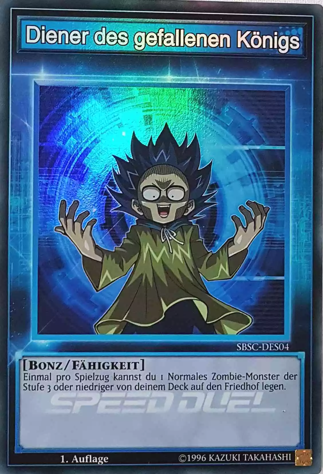 Diener des gefallenen Königs SBSC-DES04 ist in Super Rare Yu-Gi-Oh Karte aus Speed Duel Scars of Battle 1. Auflage