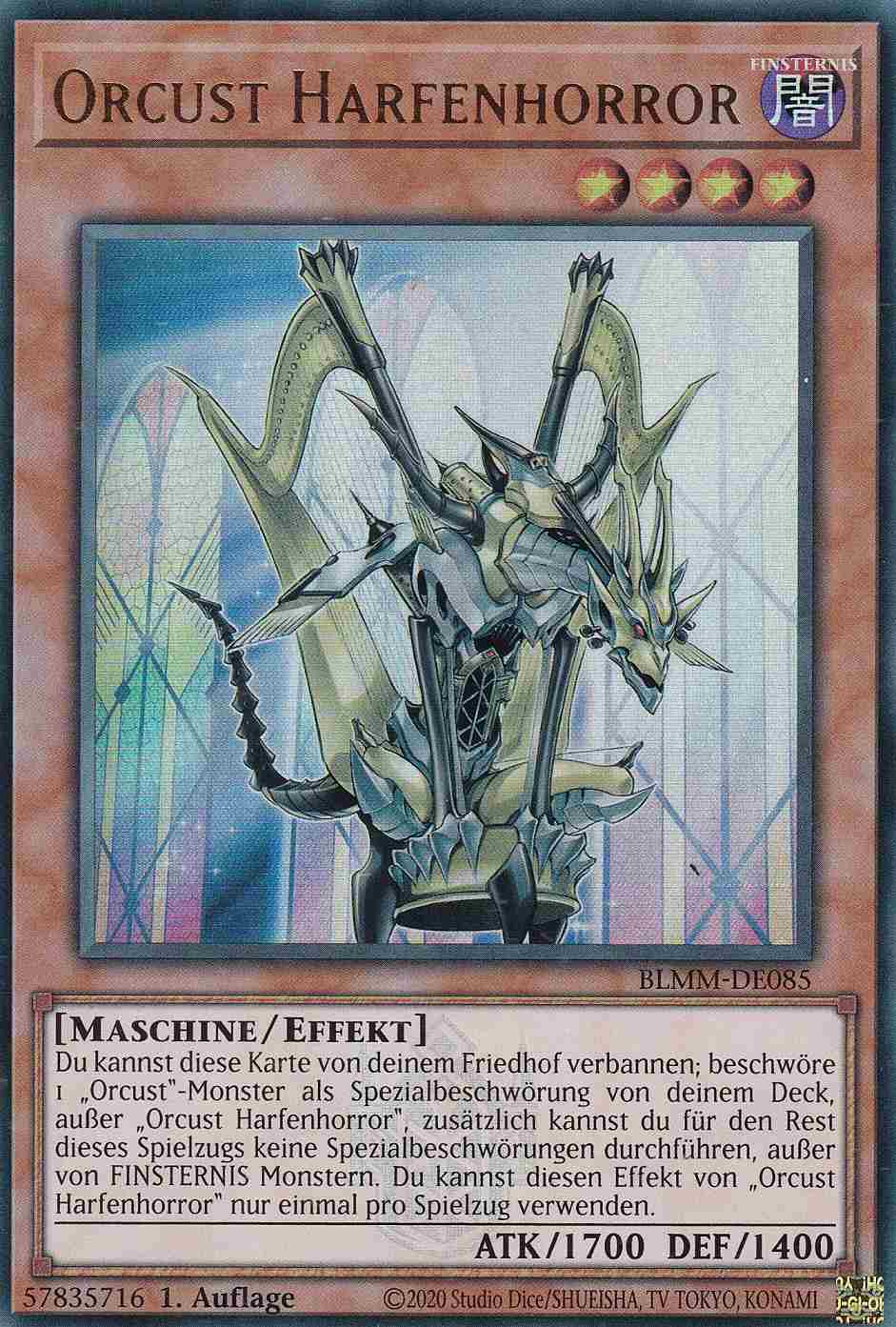 Orcust Harfenhorror BLMM-DE085 ist in Ultra Rare Yu-Gi-Oh Karte aus Battles of Legend Monster Mayhem 1.Auflage