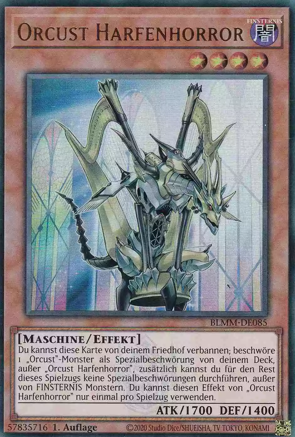 Orcust Harfenhorror Ultra Rare BLMM-DE085 Yugioh Karte Orcust Harfenhorror BLMM-DE085 ist in Ultra Rare Yu-Gi-Oh Karte aus Battles of Legend Monster Mayhem 1.Auflage