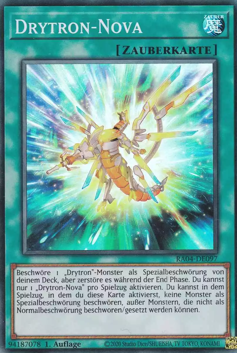 Drytron-Nova Super Rare RA04-DE097 Yugioh Karte Drytron-Nova RA04-DE097 ist in Super Rare Yu-Gi-Oh Karte aus Quarter Century Stampede 1.Auflage