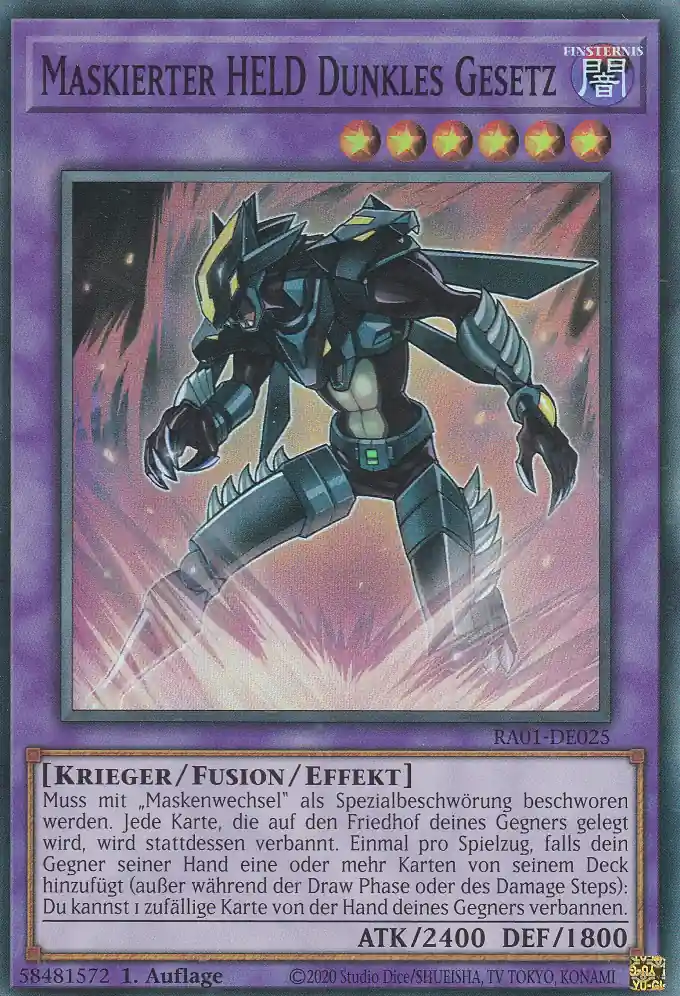 ra01-de025-s-maskierter-held-dunkles-gesetz-super-rare-25th-anniversary-rarity-collection Maskierter HELD Dunkles Gesetz RA01-DE025 ist in Super Rare Yu-Gi-Oh Karte aus 25th Anniversary Rarity Collection 1.Auflage
