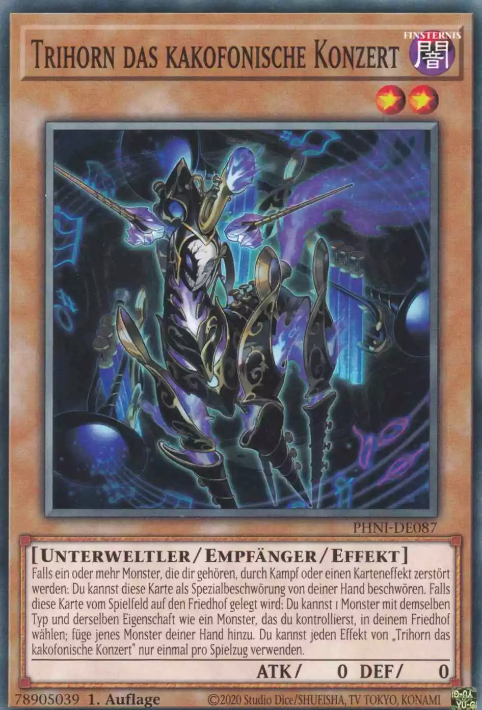 Trihorn das kakofonische Konzert PHNI-DE087 ist in Common Yu-Gi-Oh Karte aus Phantom Nightmare 1.Auflage