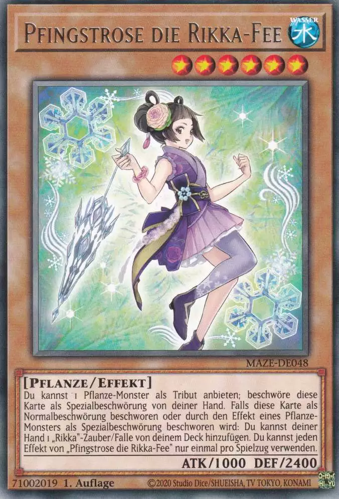 Pfingstrose die Rikka-Fee MAZE-DE048 ist in Rare Yu-Gi-Oh Karte aus Maze of Memories 1.Auflage