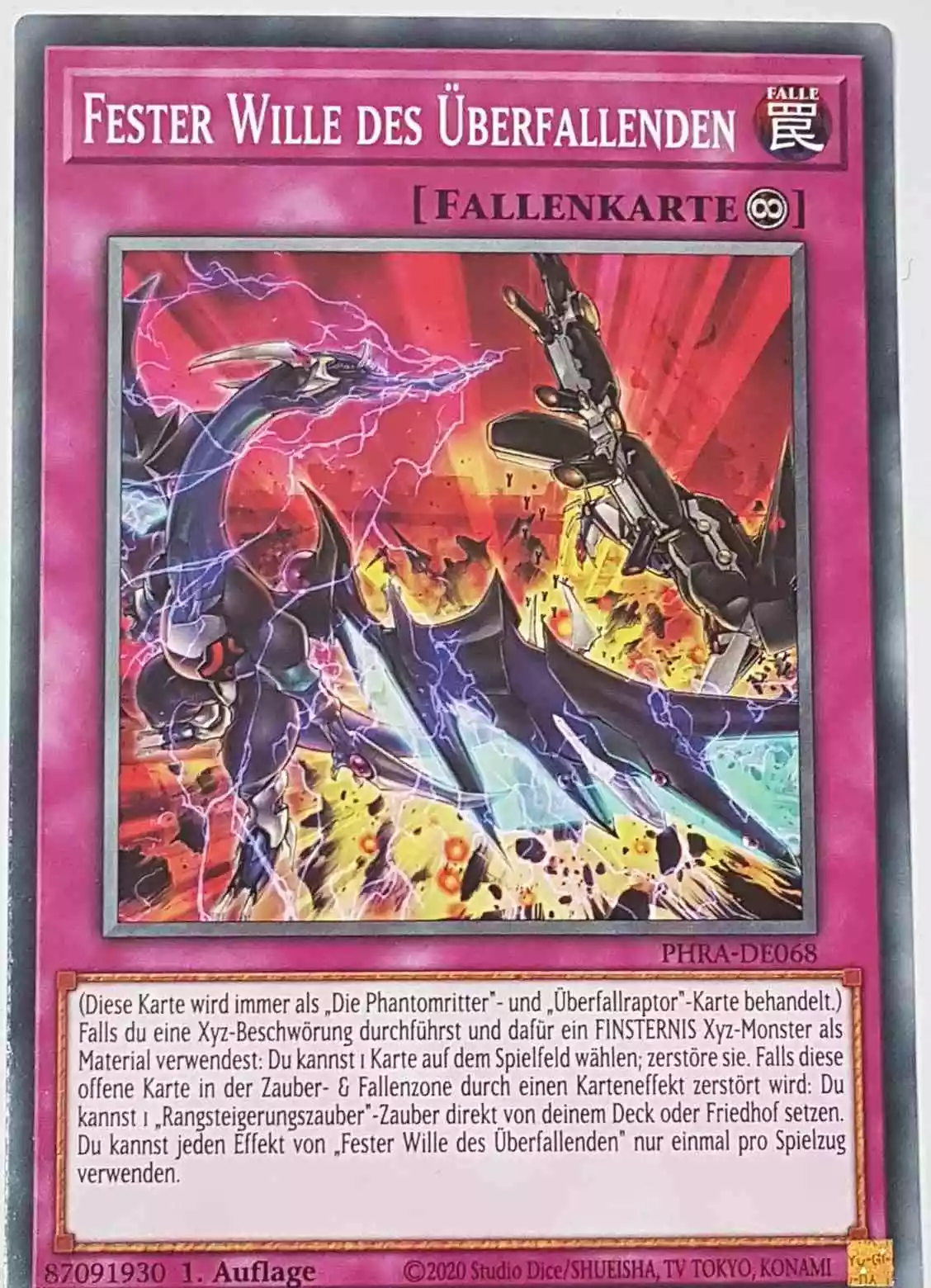 Fester Wille des Überfallenden PHRA-DE068 ist in Common Yu-Gi-Oh Karte aus Phantom Rage 1. Auflage
