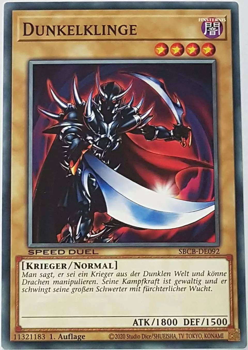 Dunkelklinge SBCB-DE092 ist in Common Yu-Gi-Oh Karte aus Speed Duel Battle City Box 1. Auflage