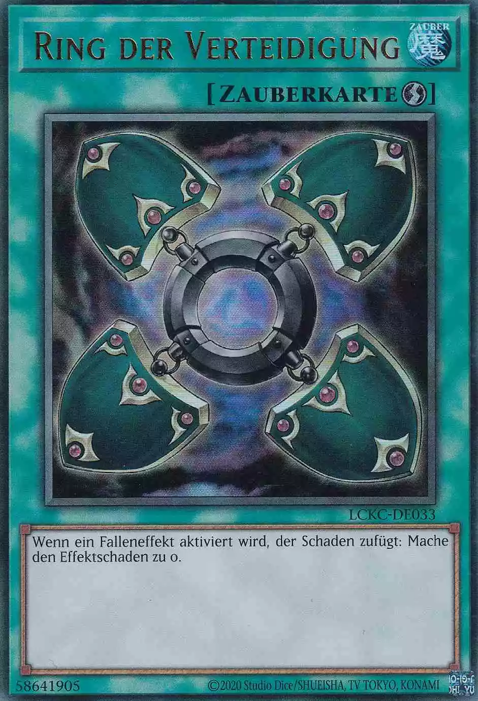 Ring der Verteidigung LCKC-DE033 ist in Ultra Rare Yu-Gi-Oh Karte aus Legendary Collection Kaiba unlimitiert