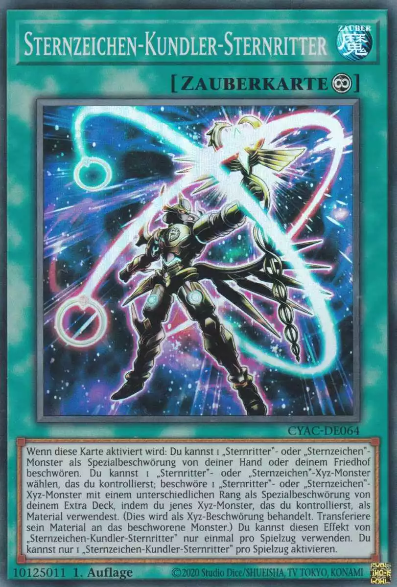 Sternzeichen-Kundler-Sternritter CYAC-DE064 ist in Super Rare Yu-Gi-Oh Karte aus Cyberstorm Access 1.Auflage