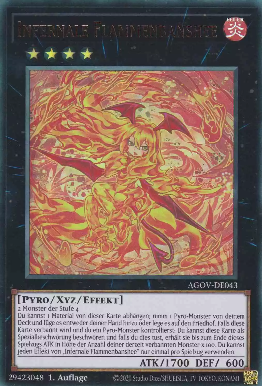 Infernale Flammenbanshee AGOV-DE043 ist in Ultra Rare Yu-Gi-Oh Karte aus Age of Overlord 1.Auflage