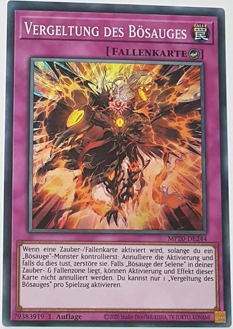 Vergeltung des Bösauges MP20-DE244 ist in Super Rare Yu-Gi-Oh Karte aus 2020 Tin of Lost Memories 1.Auflage