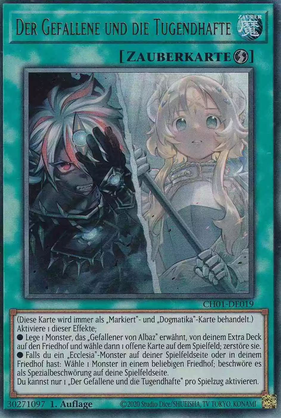 Der Gefallene und die Tugendhafte CH01-DE019 ist in Ultra Rare Yu-Gi-Oh Karte aus THE CHRONICLES DECK: The Fallen & The Virtuous 1.Auflage