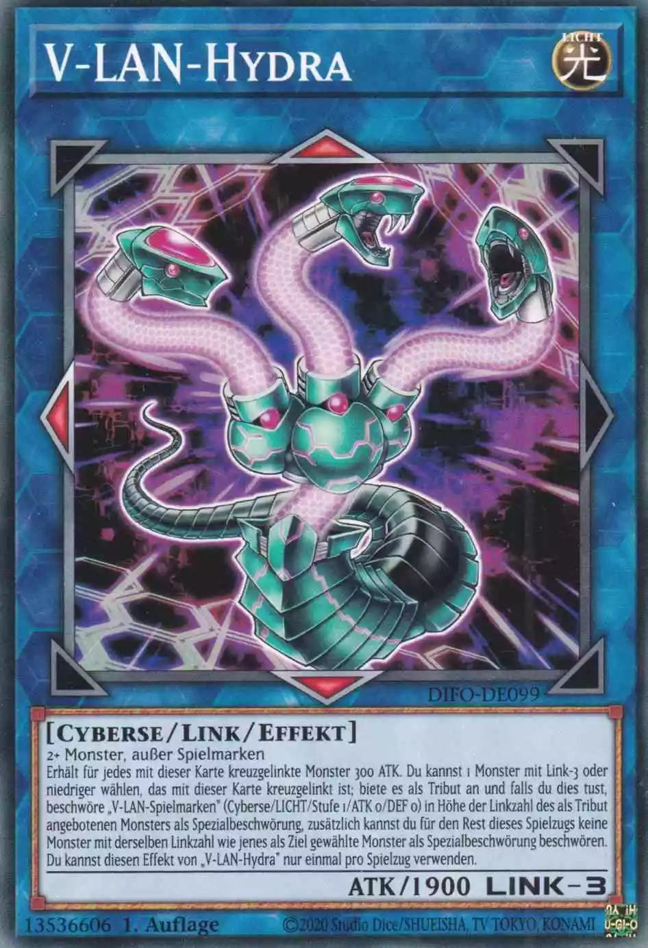 V-LAN-Hydra DIFO-DE099 ist in Common Yu-Gi-Oh Karte aus Dimension Force 1.Auflage