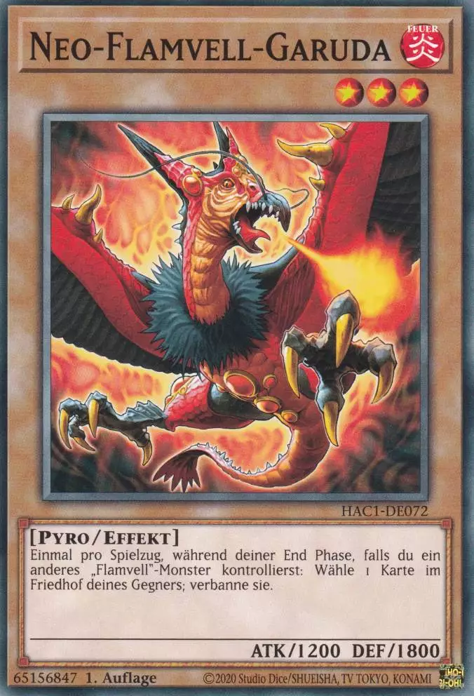 Neo-Flamvell-Garuda HAC1-DE072 ist in Common Yu-Gi-Oh Karte aus Hidden Arsenal Chapter 1 1.Auflage