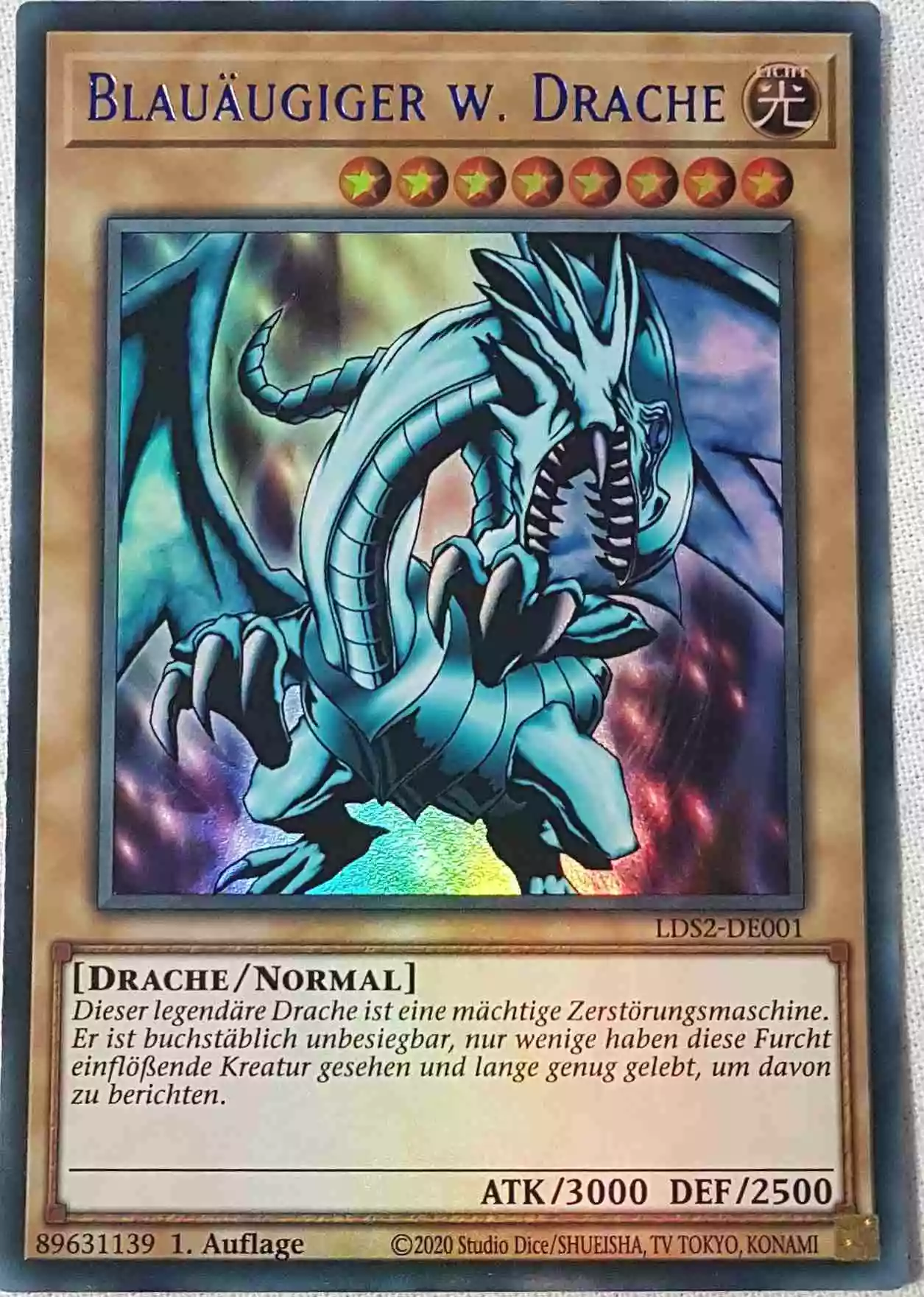 Blauäugiger w. Drache (blau) LDS2-DE001 ist in Colorful Ultra Rare Yu-Gi-Oh Karte aus Legendary Duelists: Season 2 1.Auflage